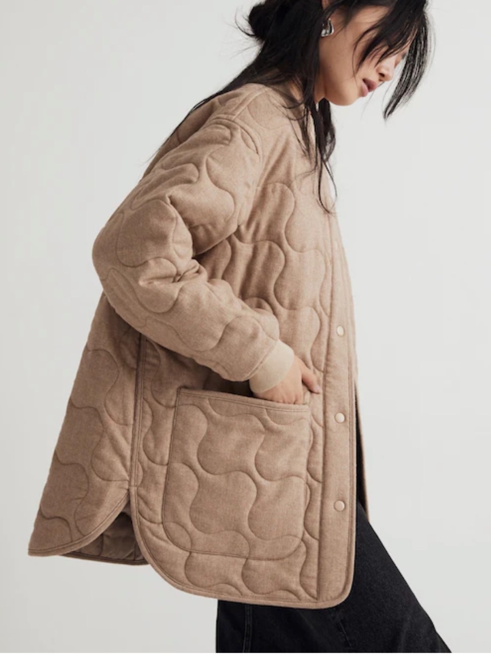 Madewell Quilted Oversized Bomber Jacket - Matchstick